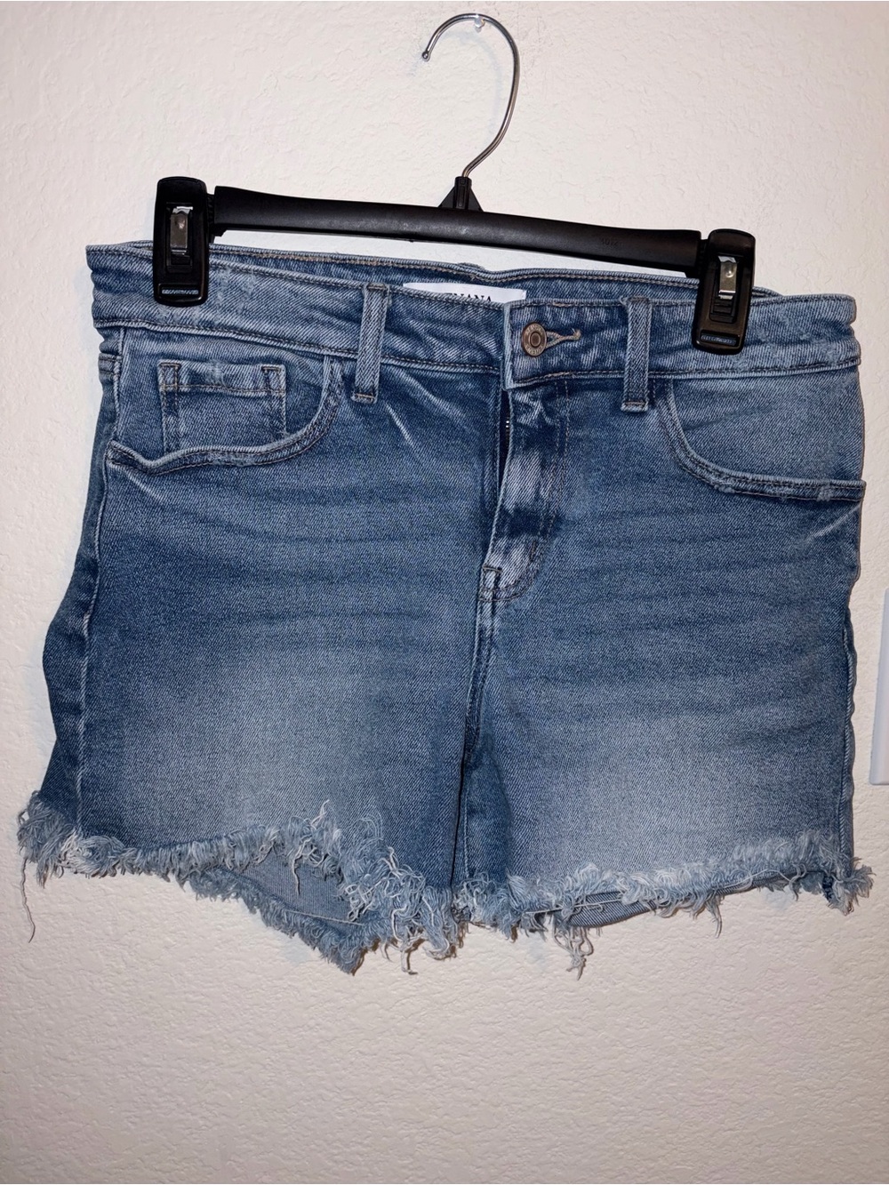Zenana Outfitters Light Blue Distressed Denim Shorts